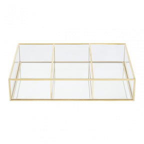 3 Compartments Clear Glass Makeup Organiser
