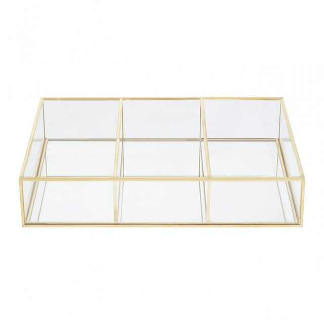 3 Compartments Clear Glass Makeup Organiser