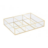 3 Compartments Clear Glass Makeup Organiser