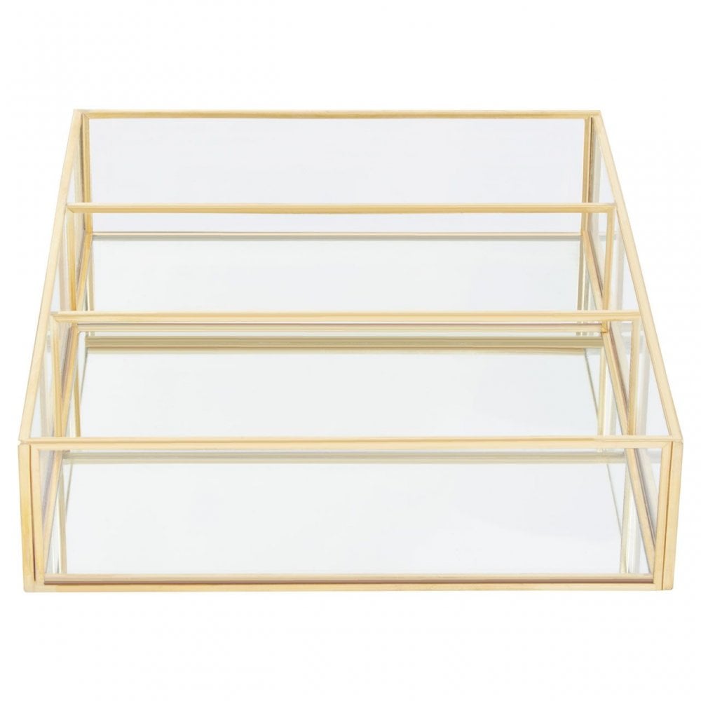 3 Compartments Clear Glass Makeup Organiser