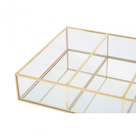 3 Compartments Clear Glass Makeup Organiser