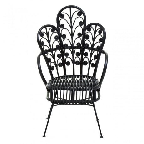 Java Black Rattan Scalloped Back Chair