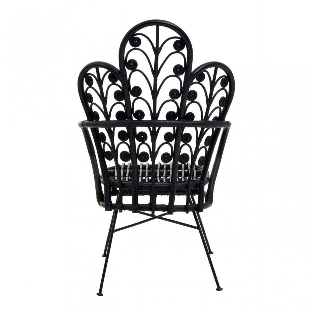Java Black Rattan Scalloped Back Chair
