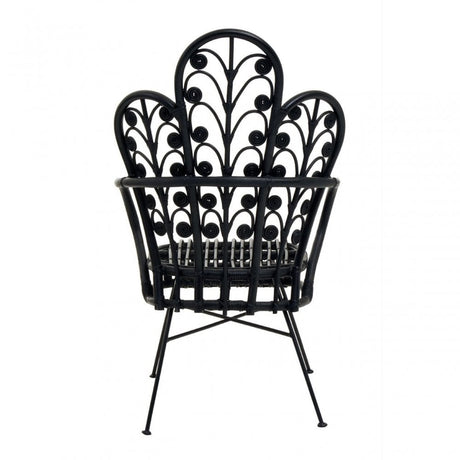 Java Black Rattan Scalloped Back Chair