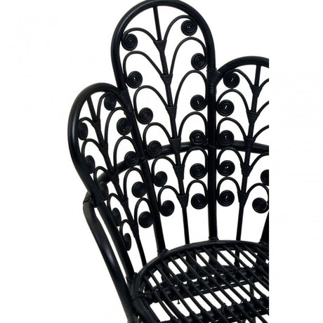 Java Black Rattan Scalloped Back Chair