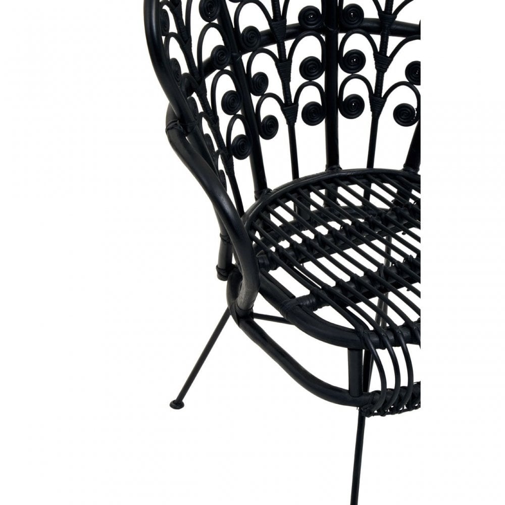 Java Black Rattan Scalloped Back Chair