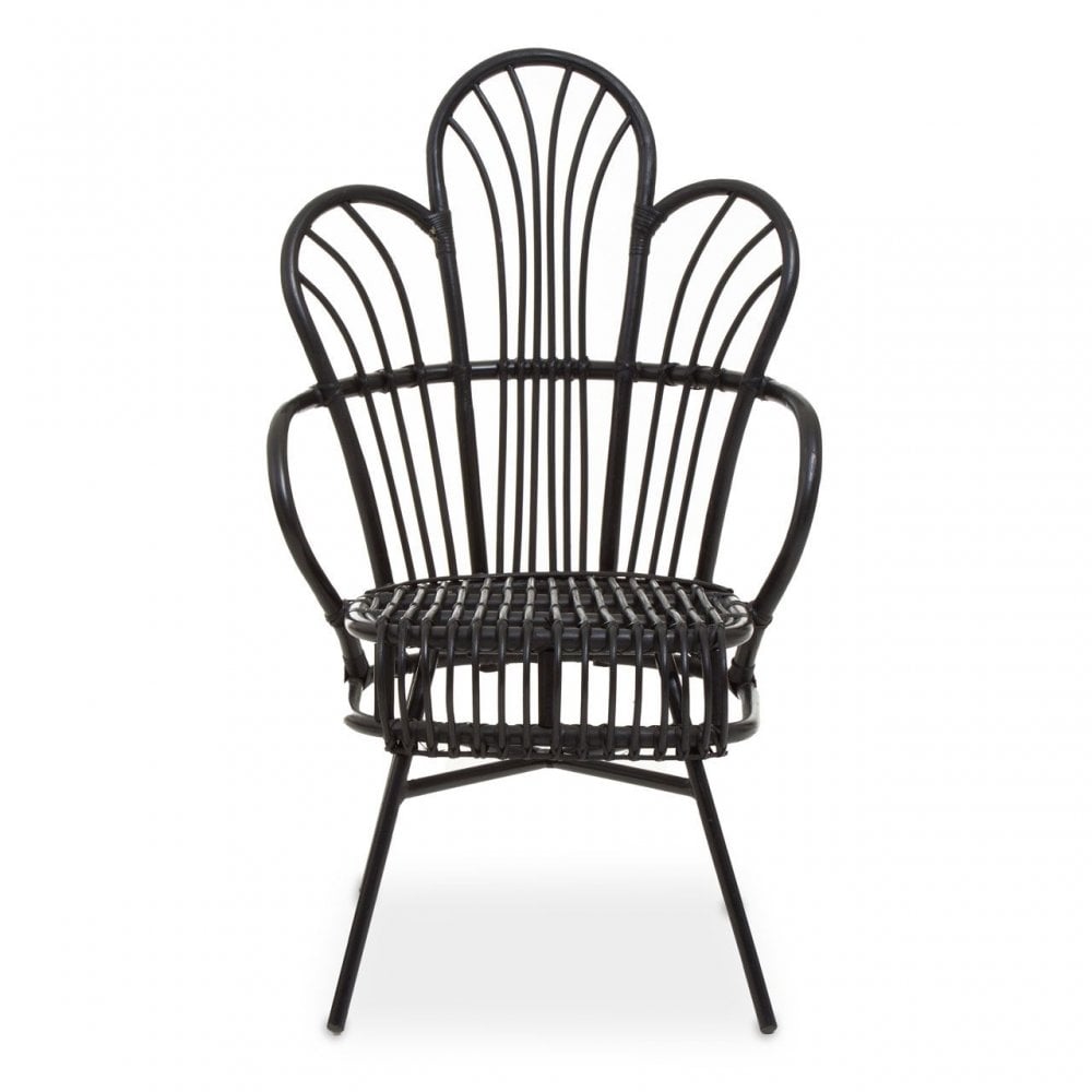 Java Black Rattan Scalloped Back Chair