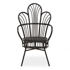 Java Black Rattan Scalloped Back Chair