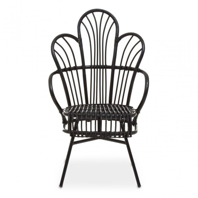 Java Black Rattan Scalloped Back Chair