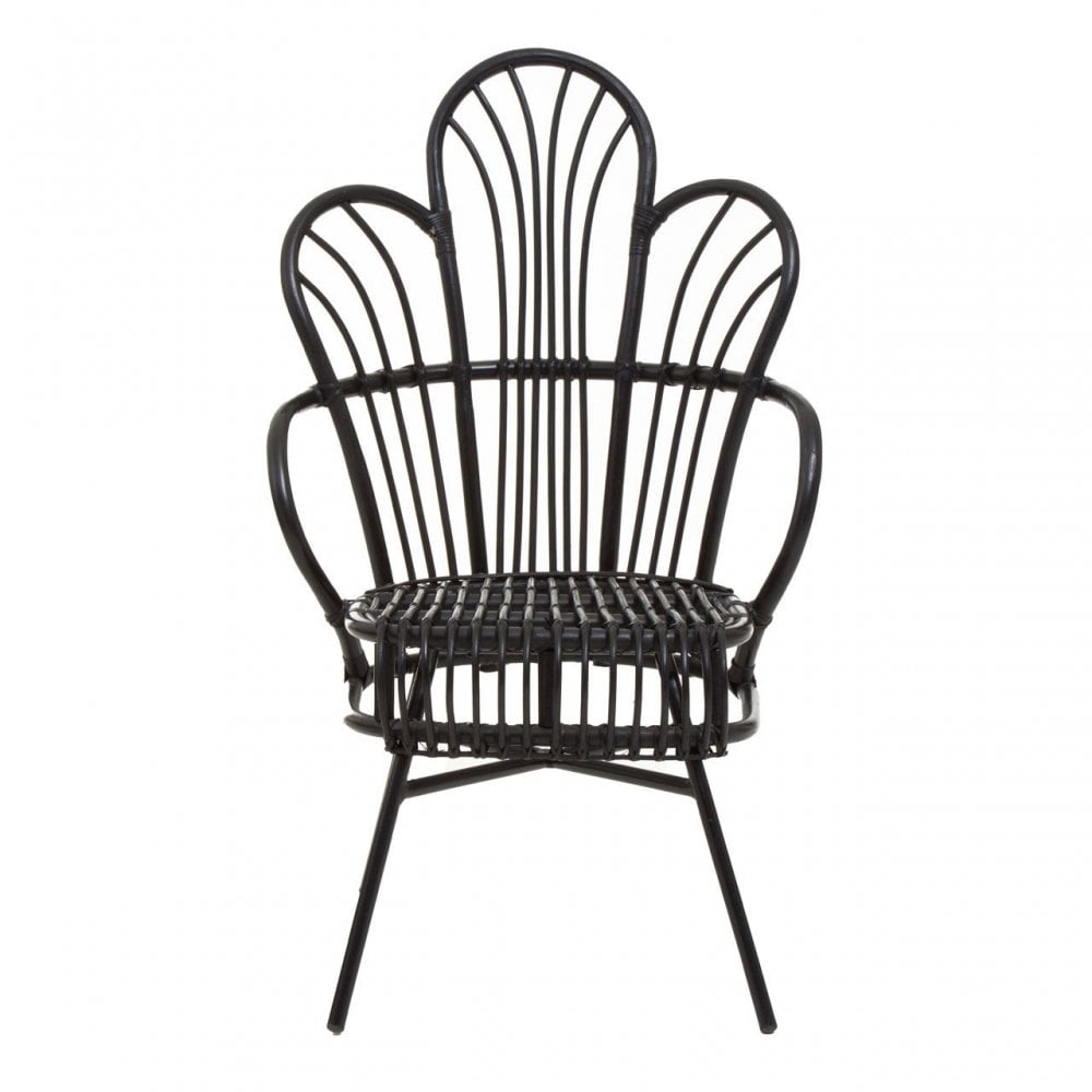 Java Black Rattan Scalloped Back Chair