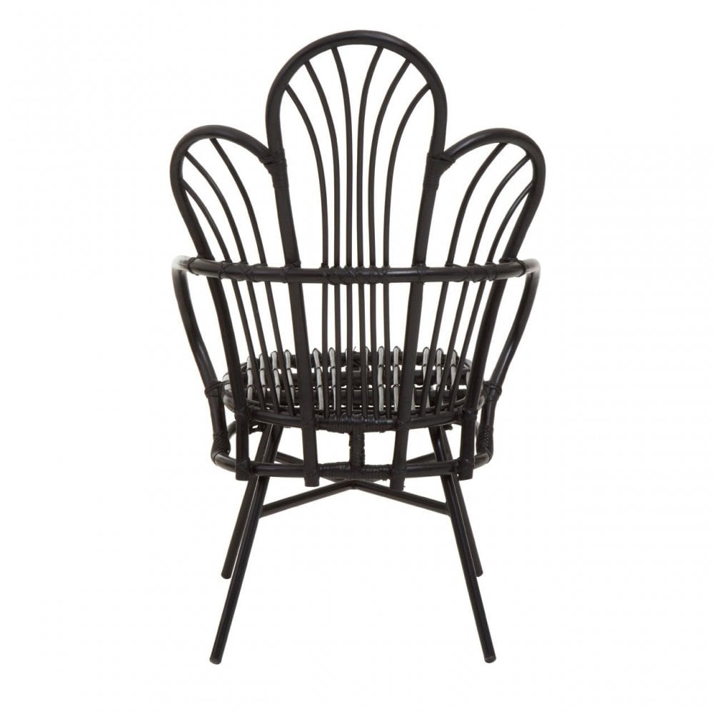 Java Black Rattan Scalloped Back Chair