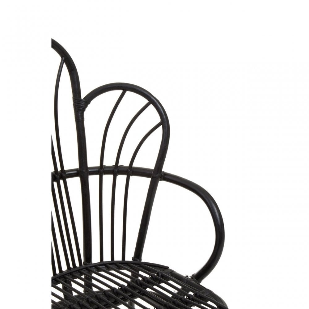 Java Black Rattan Scalloped Back Chair