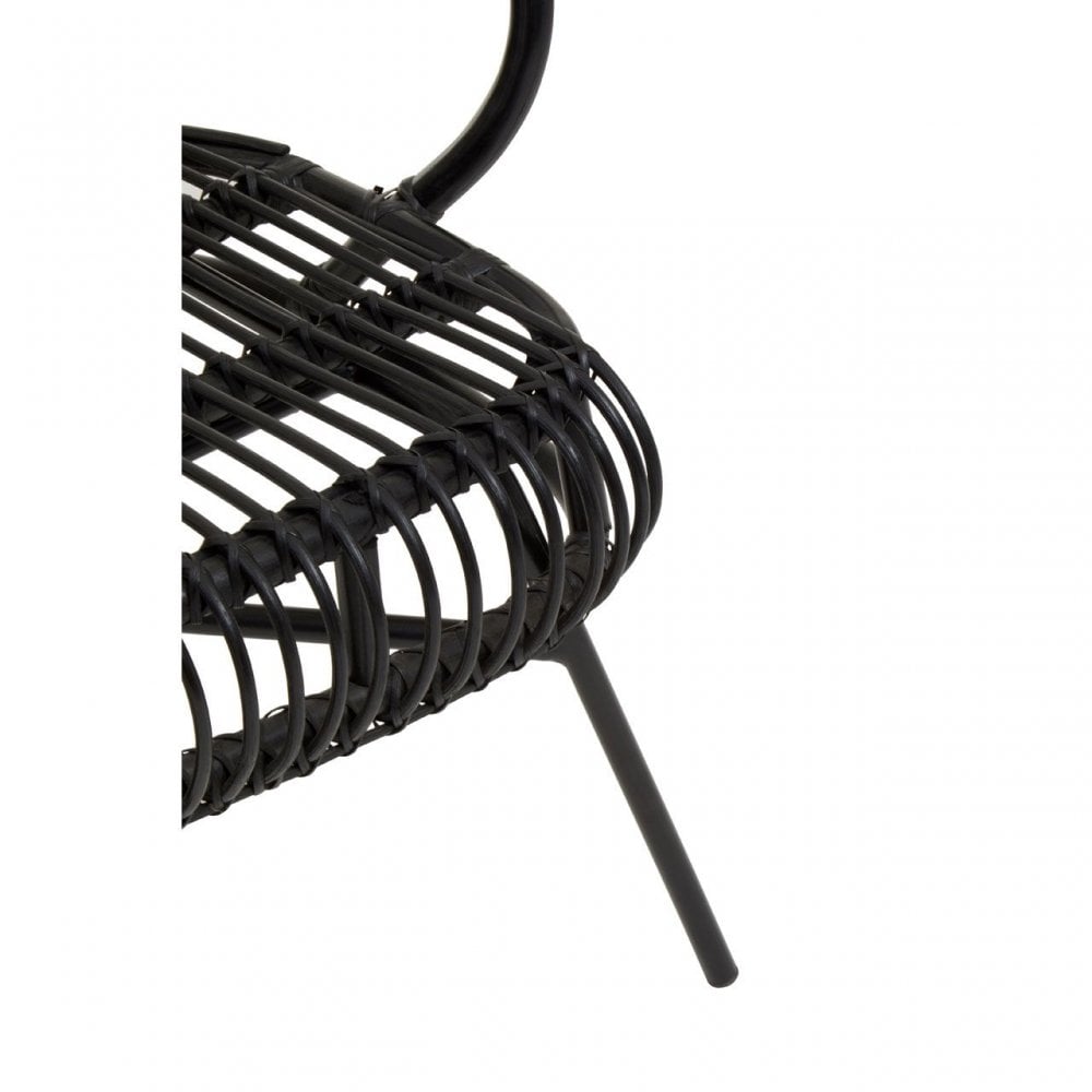 Java Black Rattan Scalloped Back Chair