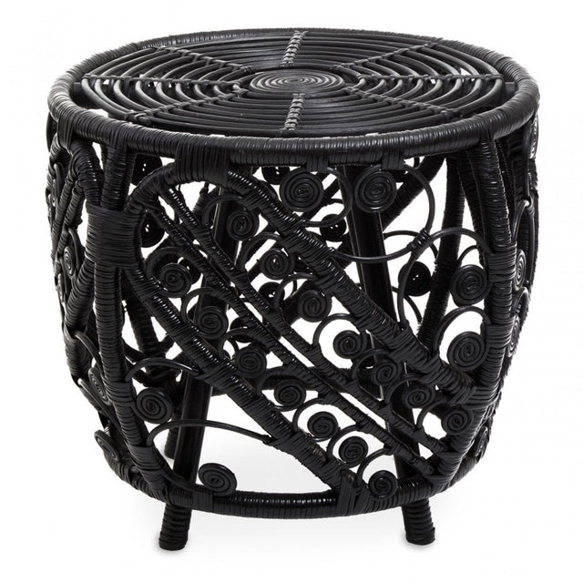 Mataram Black Rattan Stool
