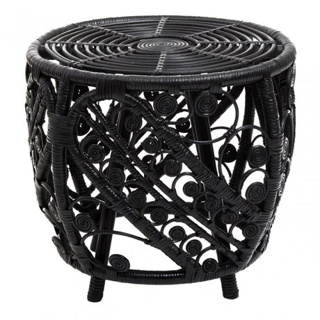 Mataram Black Rattan Stool