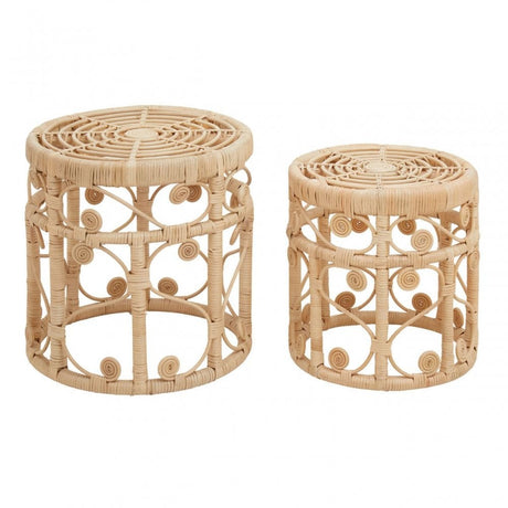 Mataram Set Of Two Natural Rattan Stools