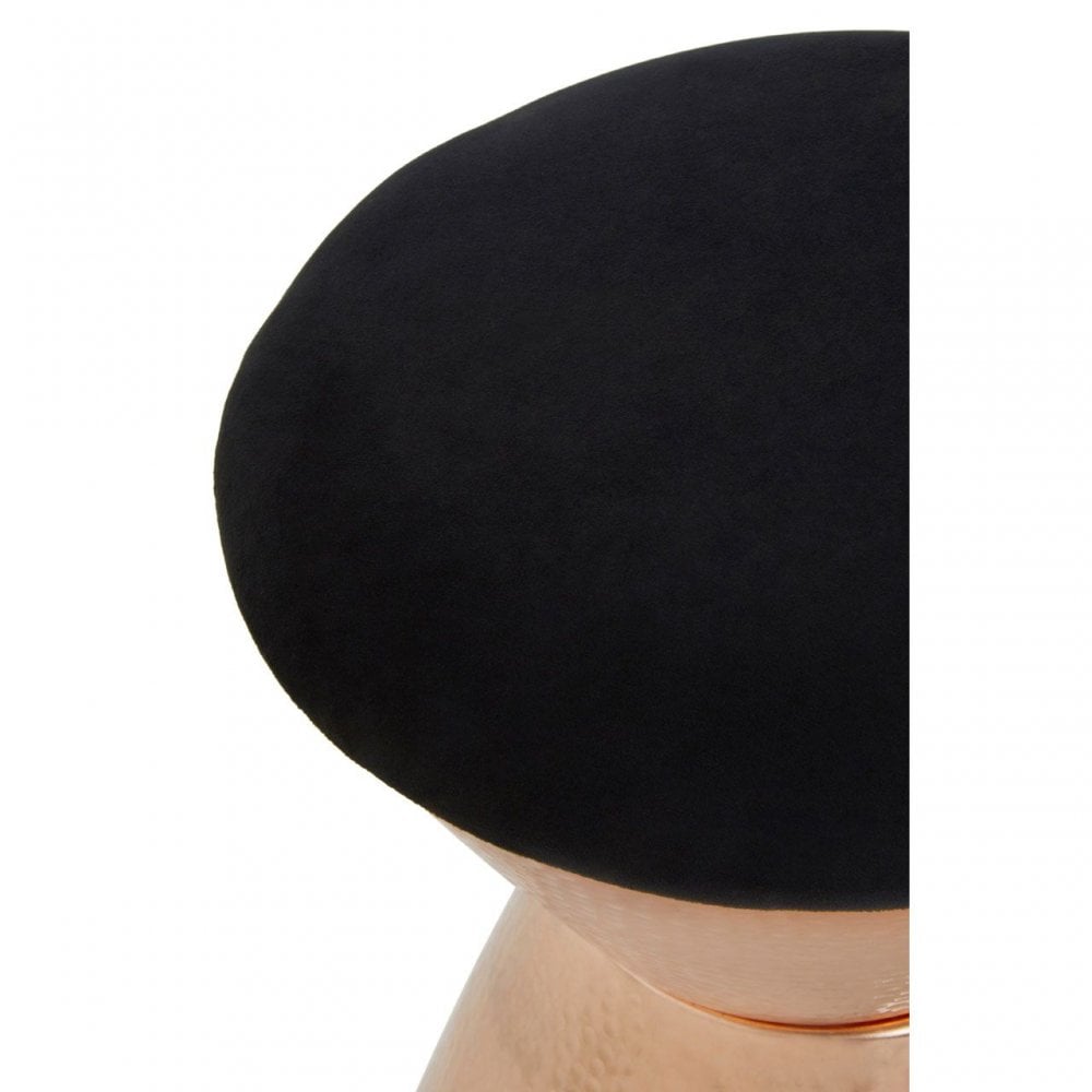 Jaipur Black Velvet And Copper Finish Stool