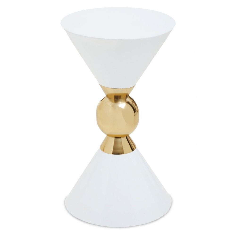 Jaipur White And Gold Finish Side Table