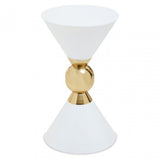 Jaipur White And Gold Finish Side Table