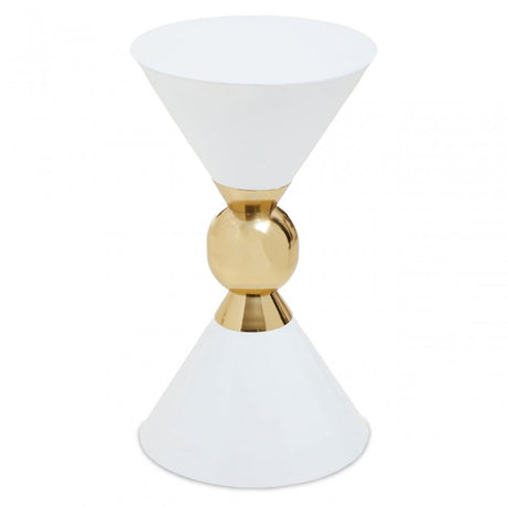 Jaipur White And Gold Finish Side Table