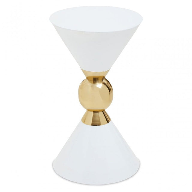 Jaipur White And Gold Finish Side Table