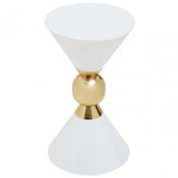 Jaipur White And Gold Finish Side Table