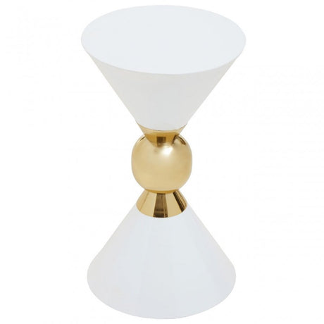 Jaipur White And Gold Finish Side Table