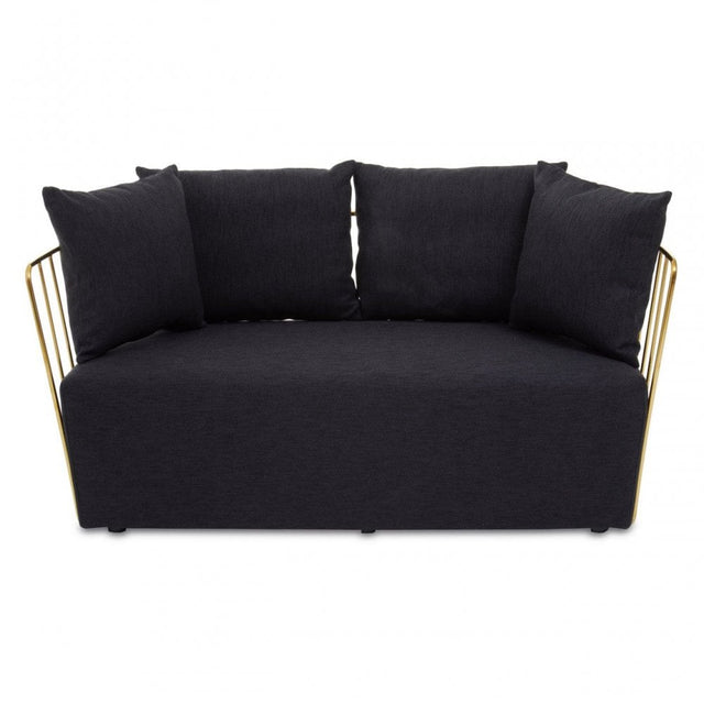 Azalea Two Seat Black Fabric Sofa