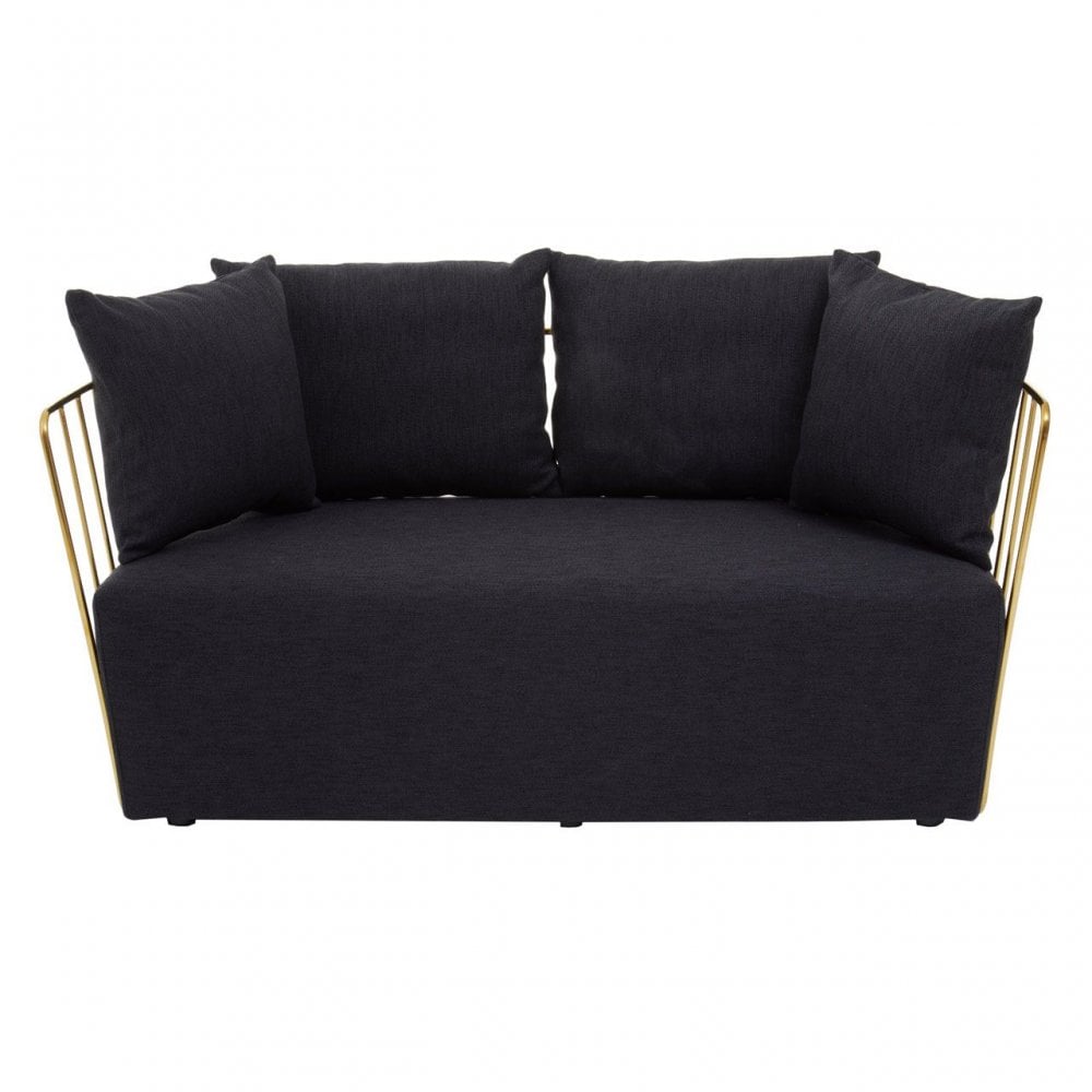 Azalea Two Seat Black Fabric Sofa