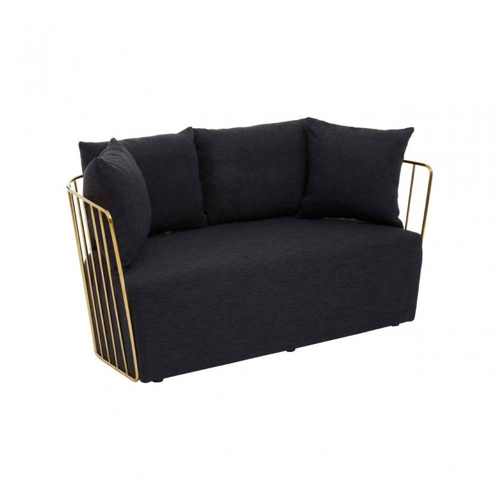 Azalea Two Seat Black Fabric Sofa