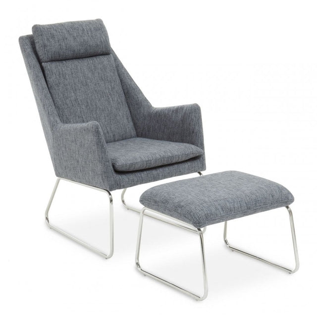 Azalea Grey Fabric Chair And Footstool