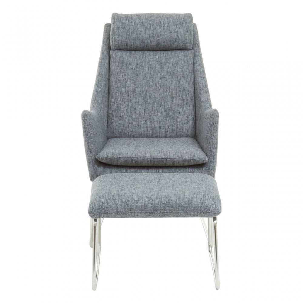 Azalea Grey Fabric Chair And Footstool