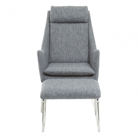 Azalea Grey Fabric Chair And Footstool