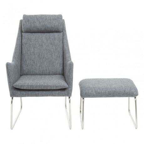 Azalea Grey Fabric Chair And Footstool