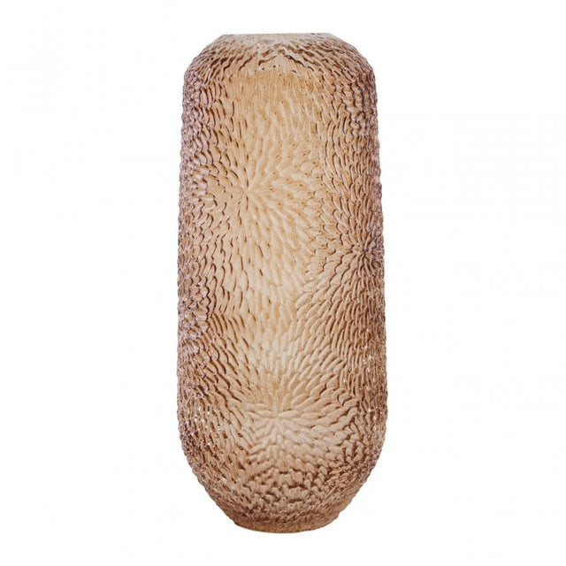 Colbie Large Embossed Amber Glass Vase
