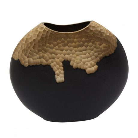 Daito Large Black Gold Round Vase