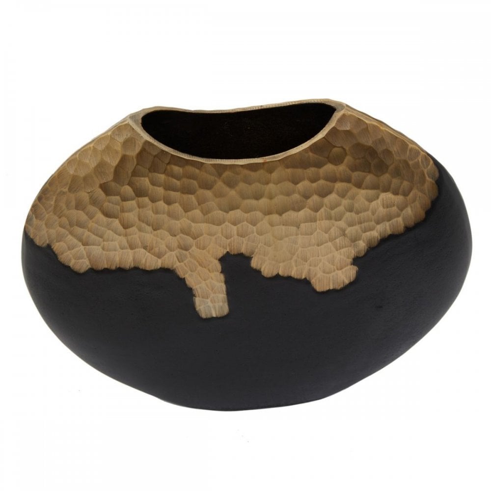 Daito Large Black Gold Round Vase