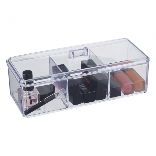 3 Compartment Cosmetics Organiser With Lid