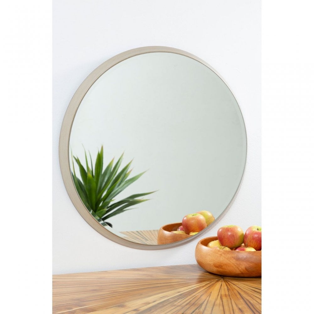 Large Round Wall Mirror With Silver Frame