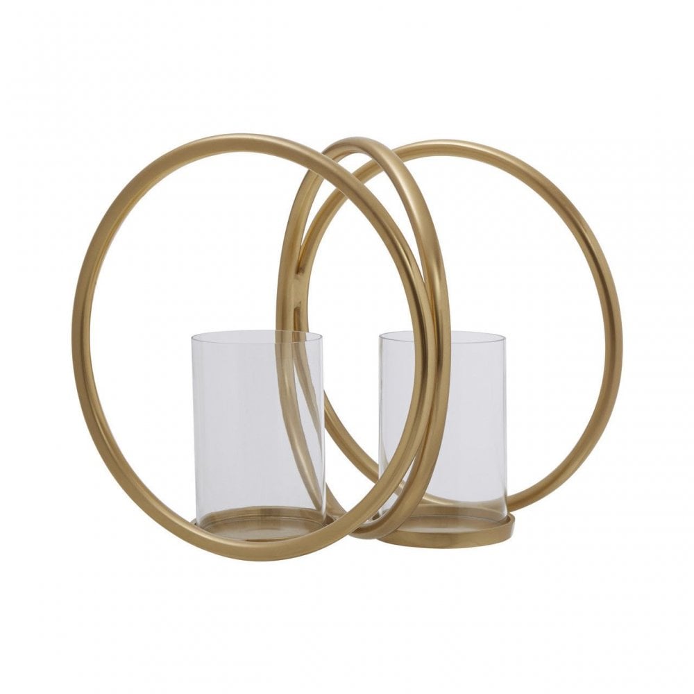 Aura Medium Gold Double Candle Holder