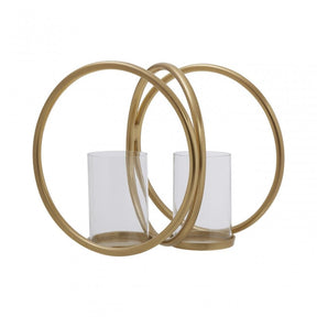 Aura Medium Gold Double Candle Holder