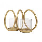 Aura Small Gold Double Candle Holder