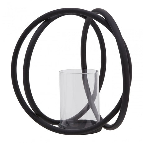 Aura Matte Black Medium Candle Holder