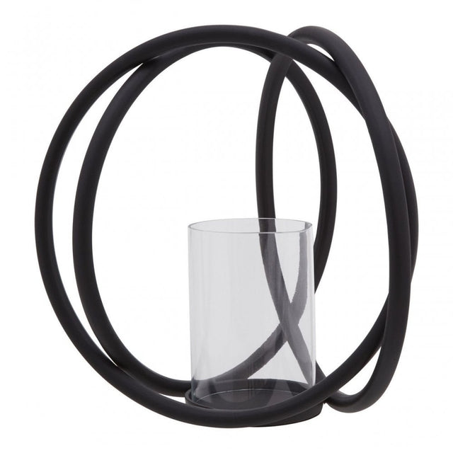 Aura Matte Black Medium Candle Holder