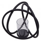 Aura Matte Black Medium Candle Holder