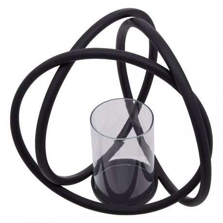 Aura Matte Black Medium Candle Holder