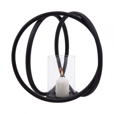 Aura Matte Black Medium Candle Holder
