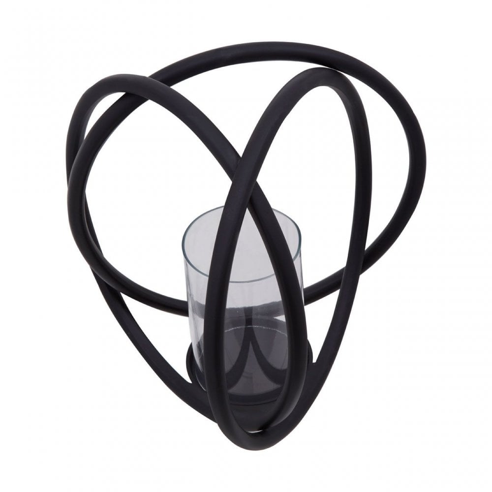 Aura Matte Black Medium Candle Holder