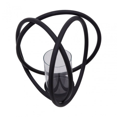 Aura Matte Black Medium Candle Holder