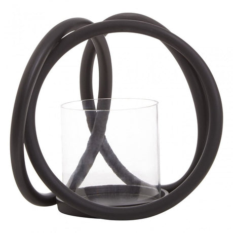 Aura Matte Black Small Candle Holder